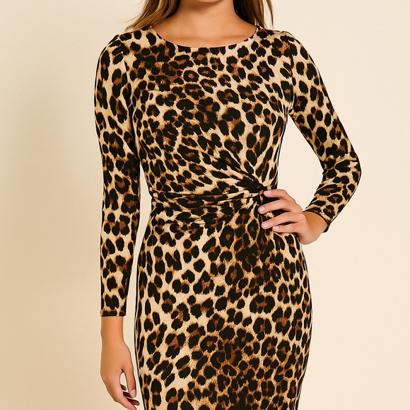 Leopard Print Mini Night Out Dress by Carmen Marc Valvo.Made in US - Picture 1 of 13